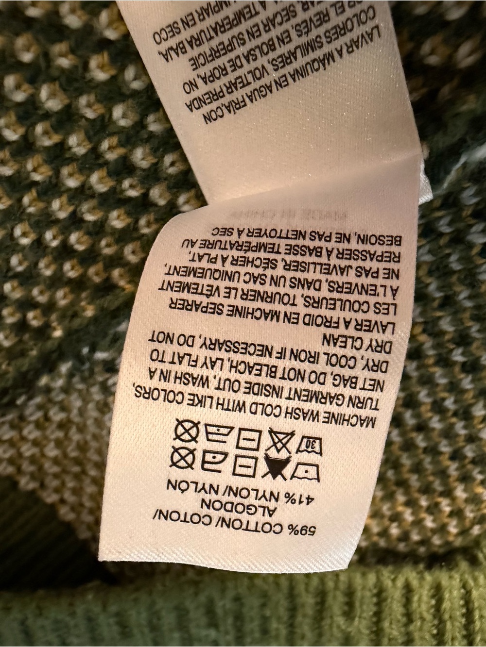 Lucky Brand Olive Scenic Big Foot Crewneck Sweater with Blue Trim Size Medium - Picture 15 of 16